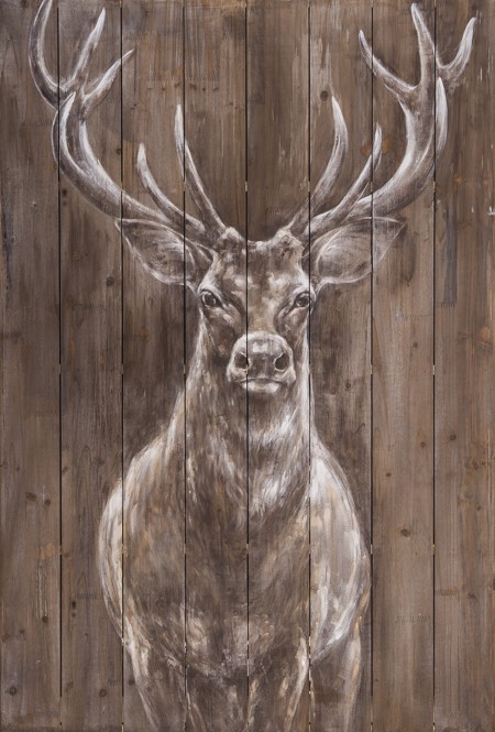 Wandbild Hirsch auf Holz